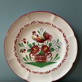 St Clement France plate, floral basket and rooster decoration