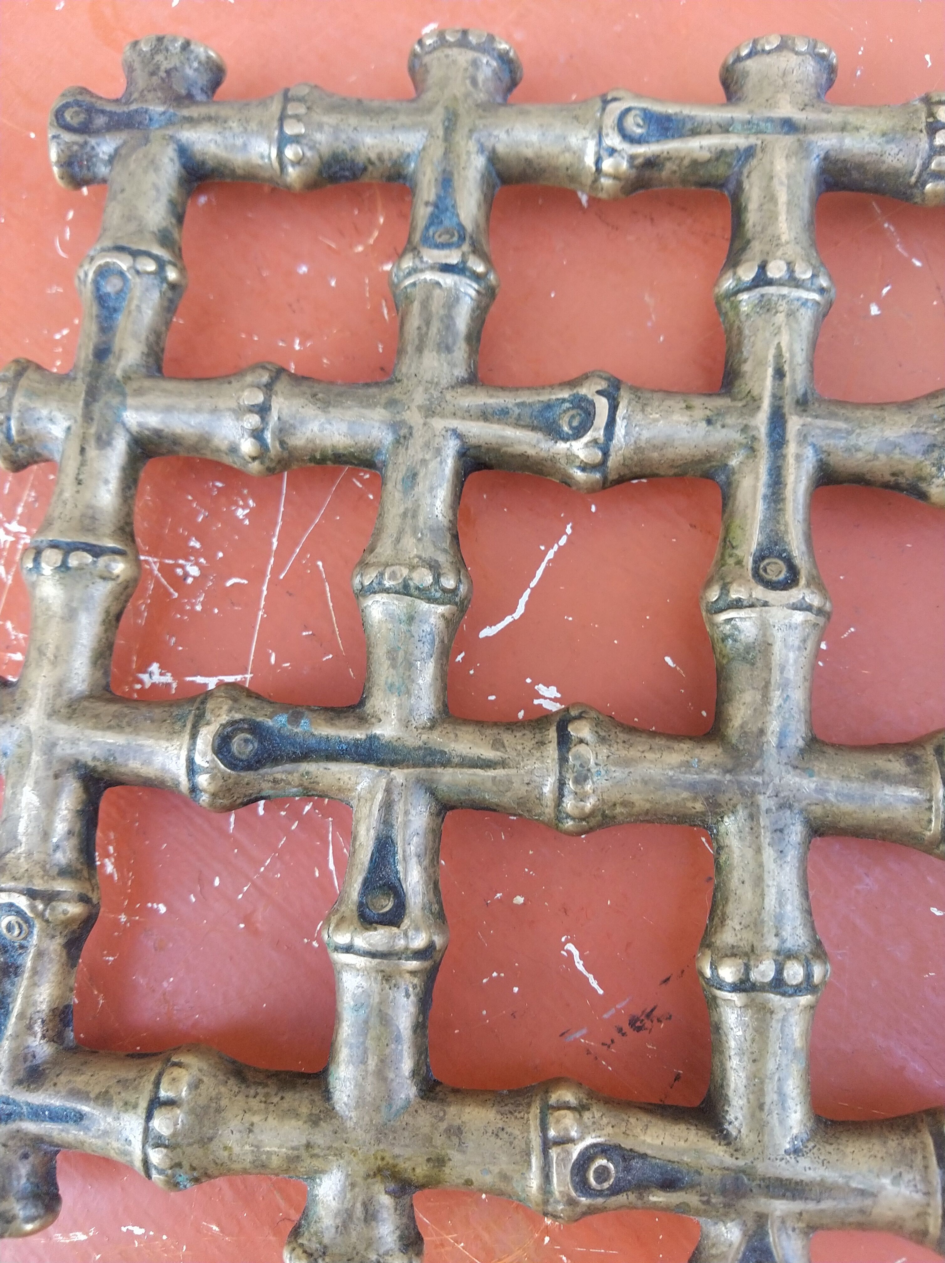 Bronze trivet in the style of bamboo, circa 1960