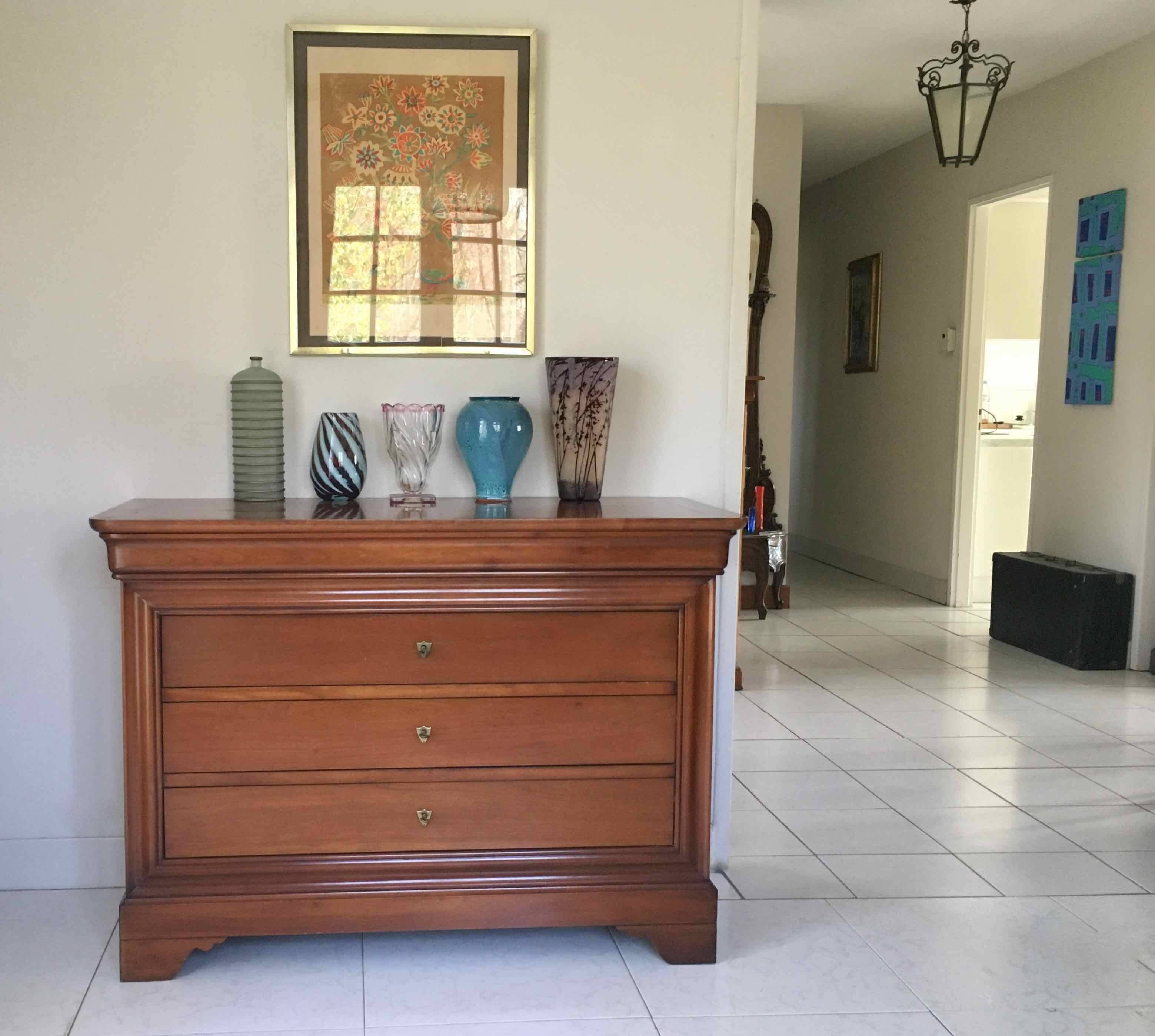 4-drawer chest of drawers in doweled cherry, Louis-Philippe style