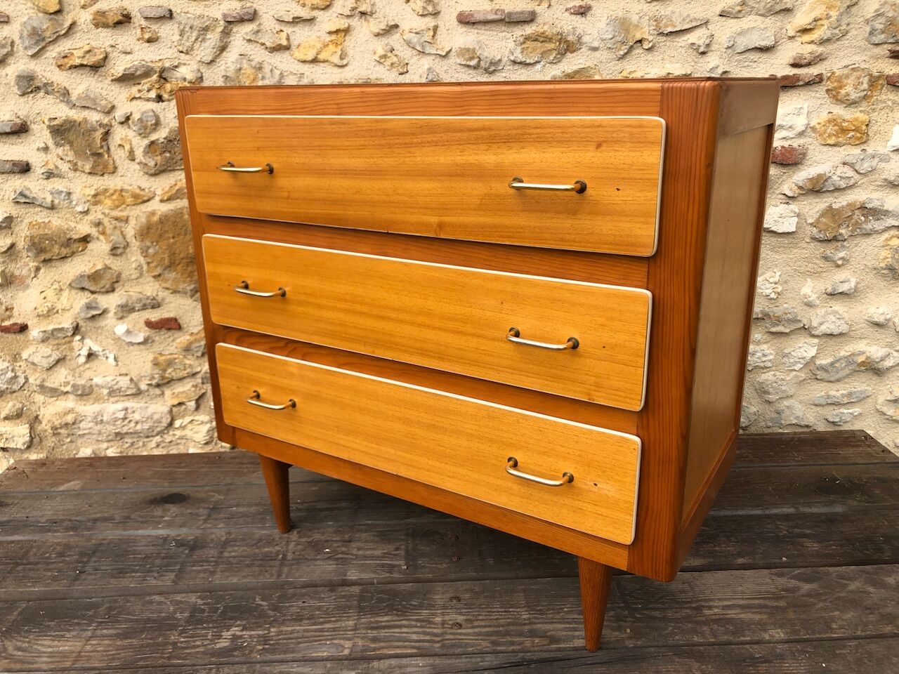 Vintage blond wood chest of drawers, circa 60s