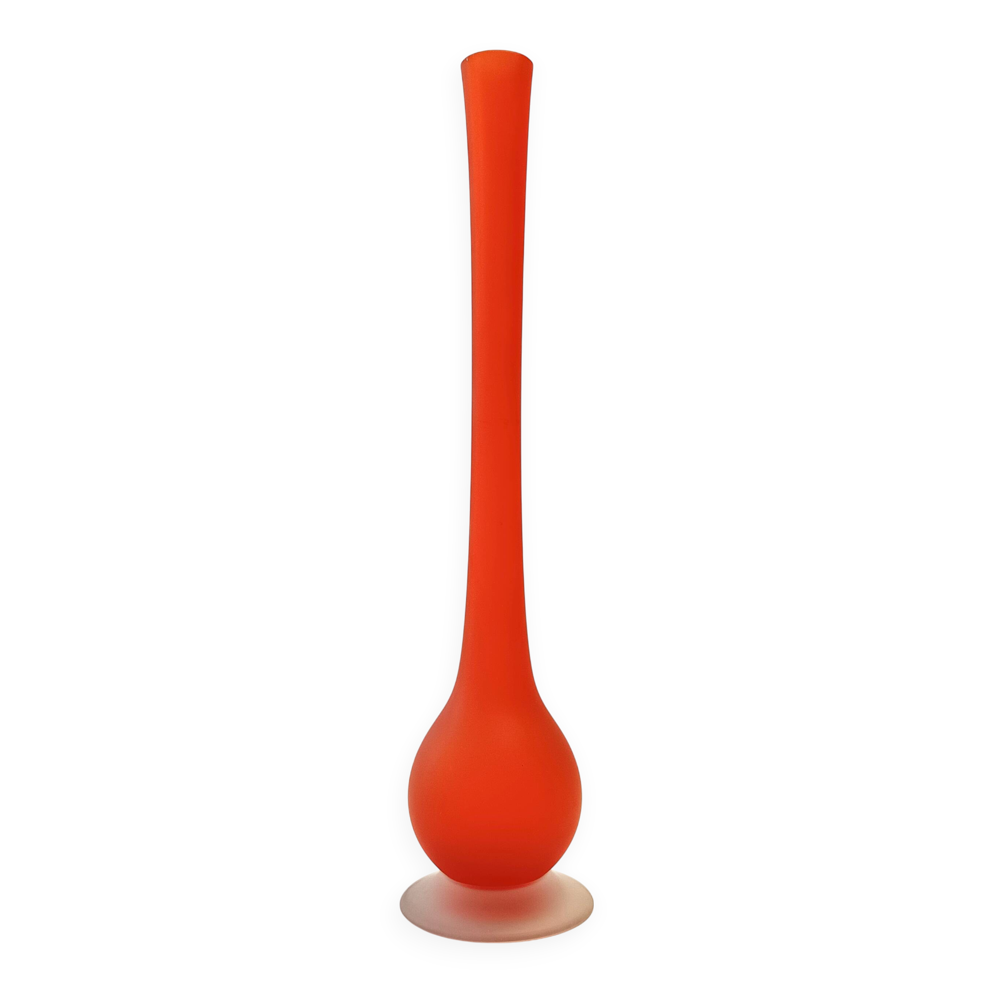 Orange Blown and Etched Glass Tulip Vase by Carlo Moretti, Italy