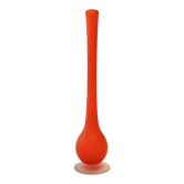 Vase tulipe en verre soufflé et gravé orange par Carlo Moretti, Italie