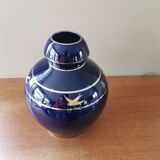 Vase art déco en céramique bleue nuit