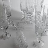 Transparent Crystal Champagne Glasses - Set of 12, Vintage Italian Glassware (1970s)