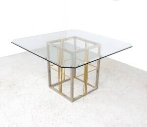Vintage brass and glass dining table, 1970s