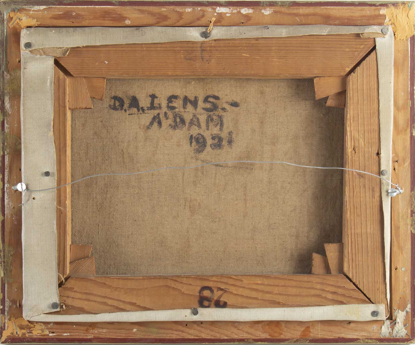 Still life with apples and ceramics by Dalens, 1921