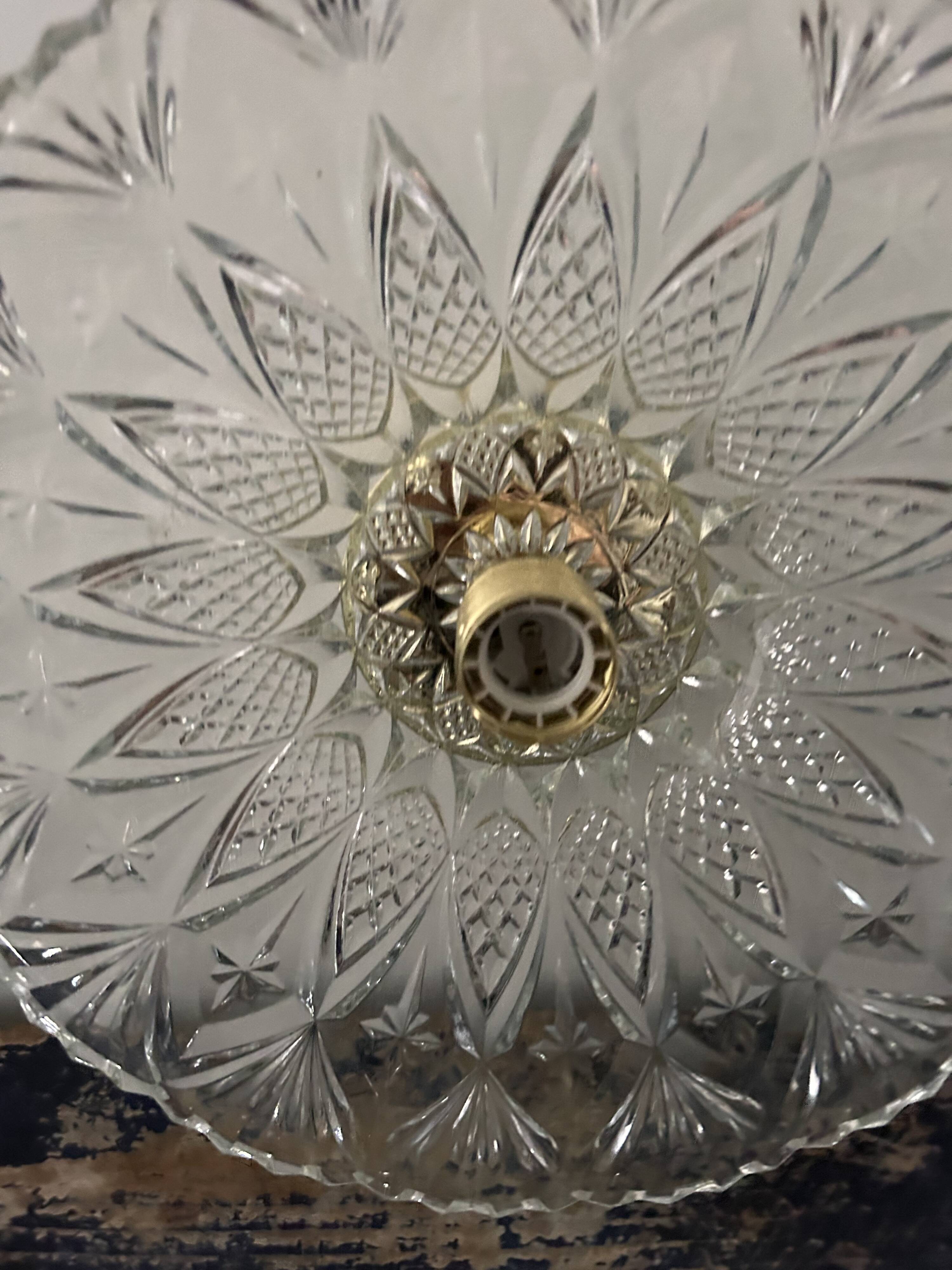 Large vintage chiseled glass wall light