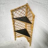 Rattan corner shelf