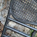 Vintage black rattan headboard 142cm