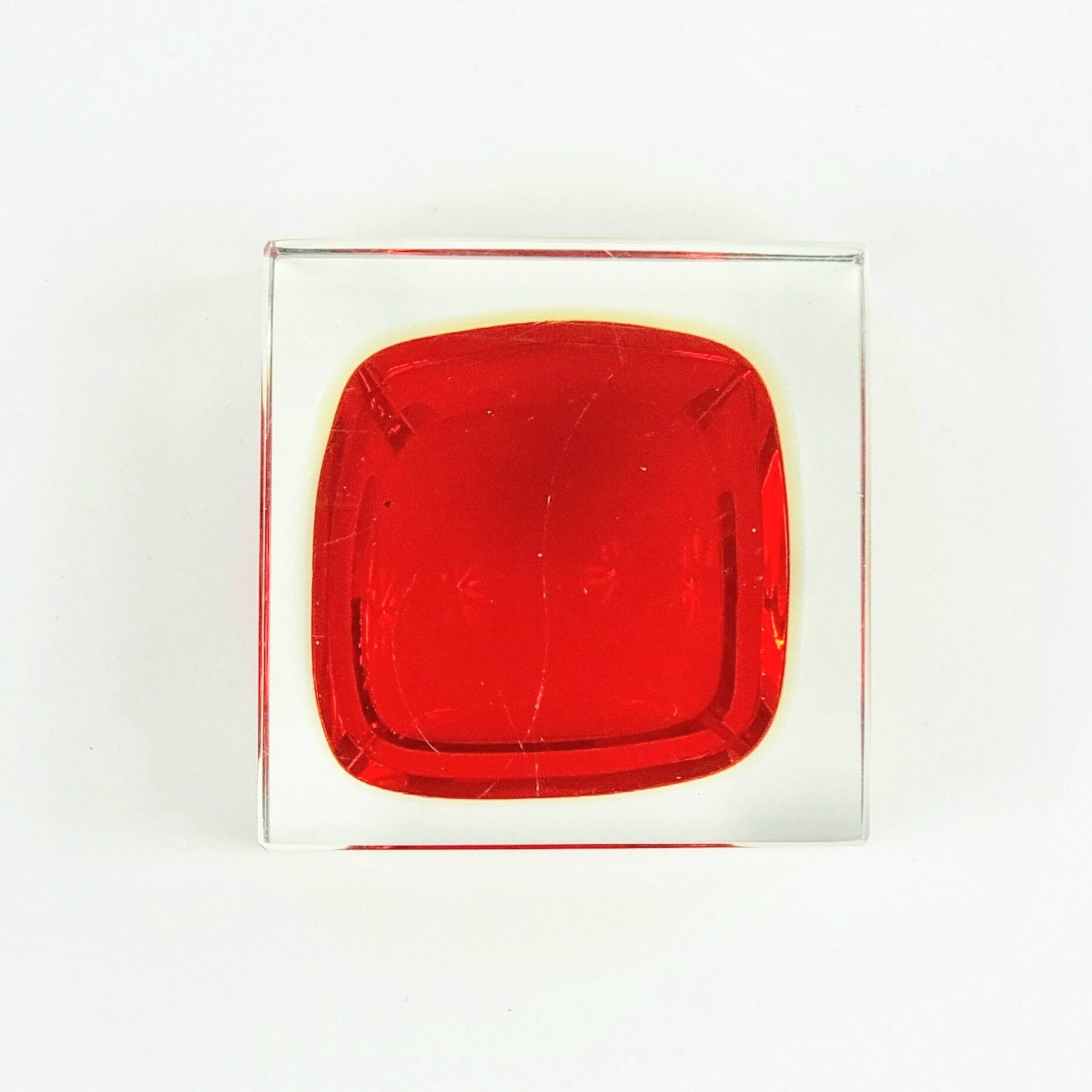 Monumental Murano Glass Catchall/Vide Poche by F.Poli for Seguso, 1970s