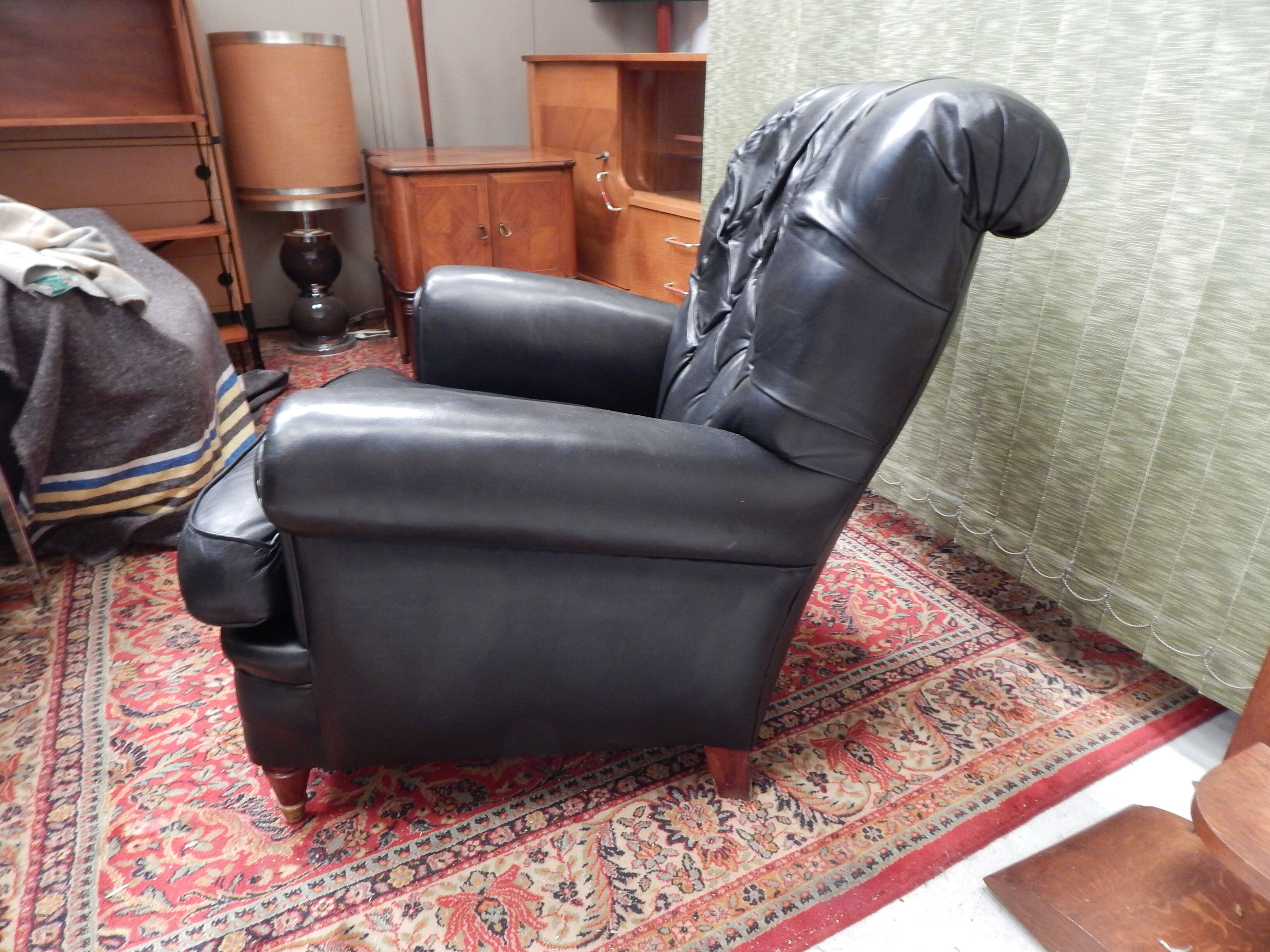 Pair Old black leather chair
