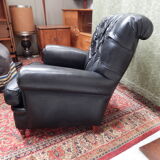 Pair Old black leather chair