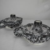 Pair of ceramic candlesticks Vallauris fat lava Keramik