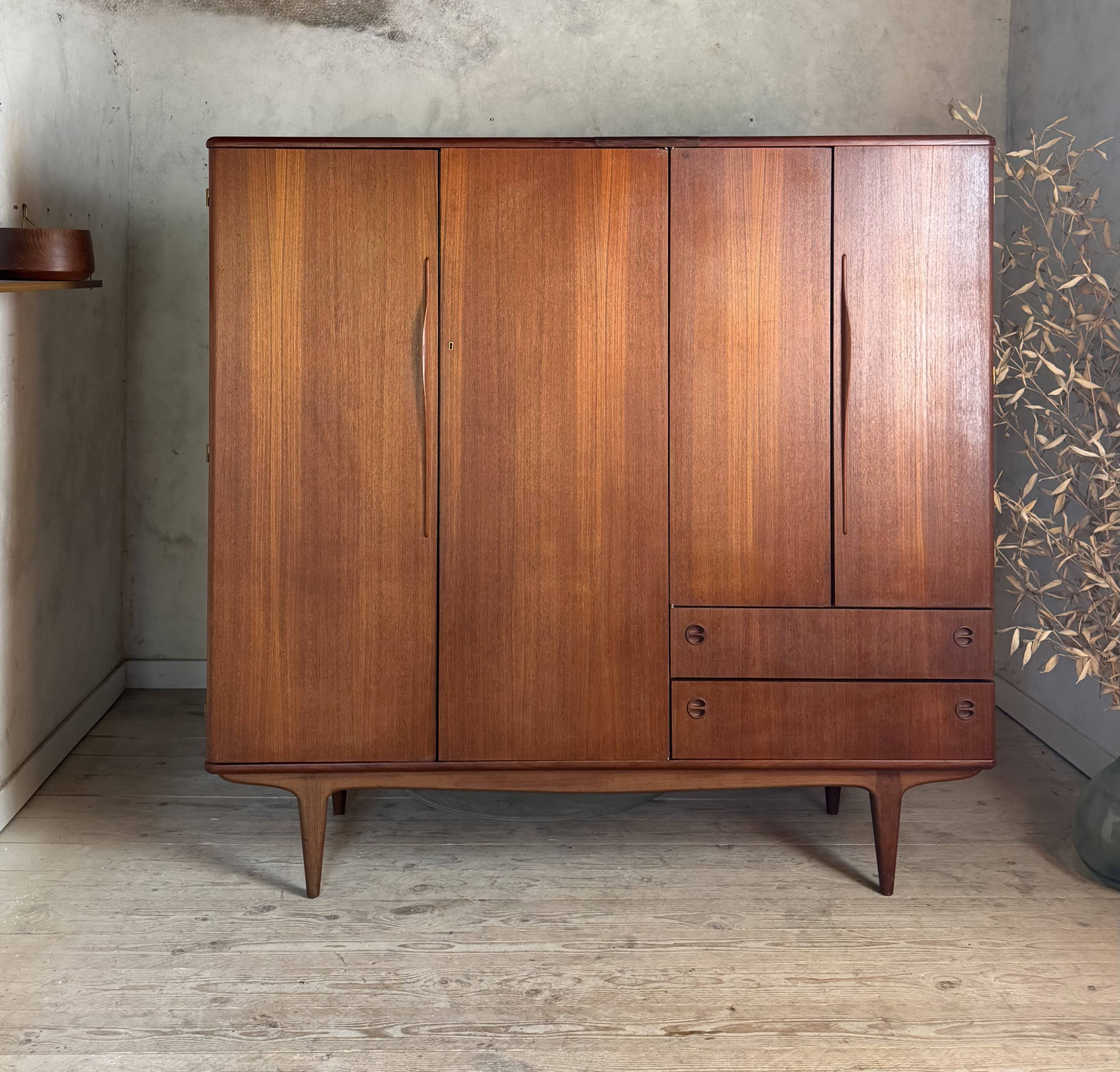 Vintage Scandinavian wardrobe in teak