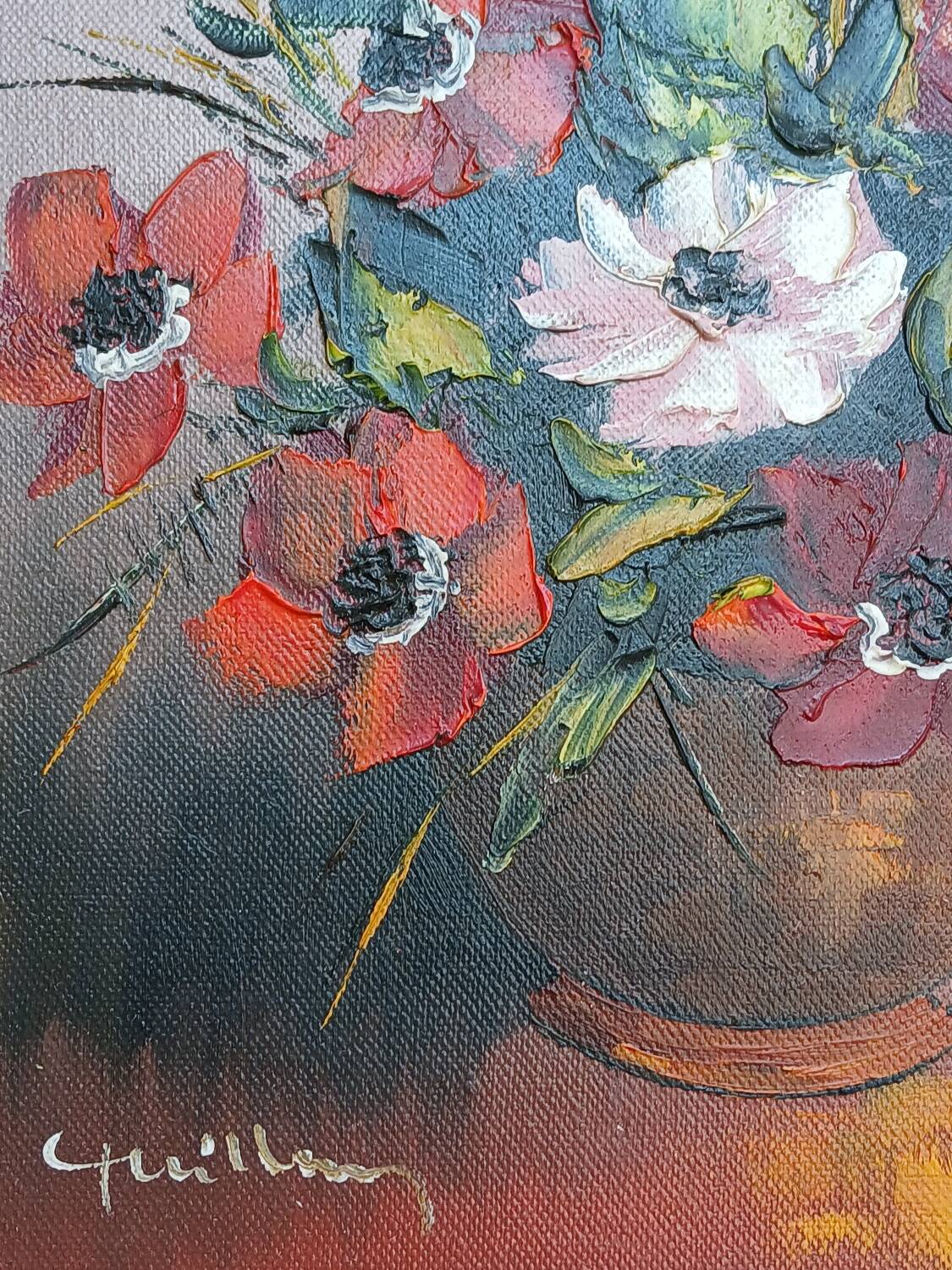 Painting bouquet of anemone flowers