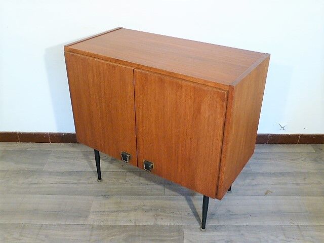 Piece of teak, brass and leather furnitur, Sab brand 1960