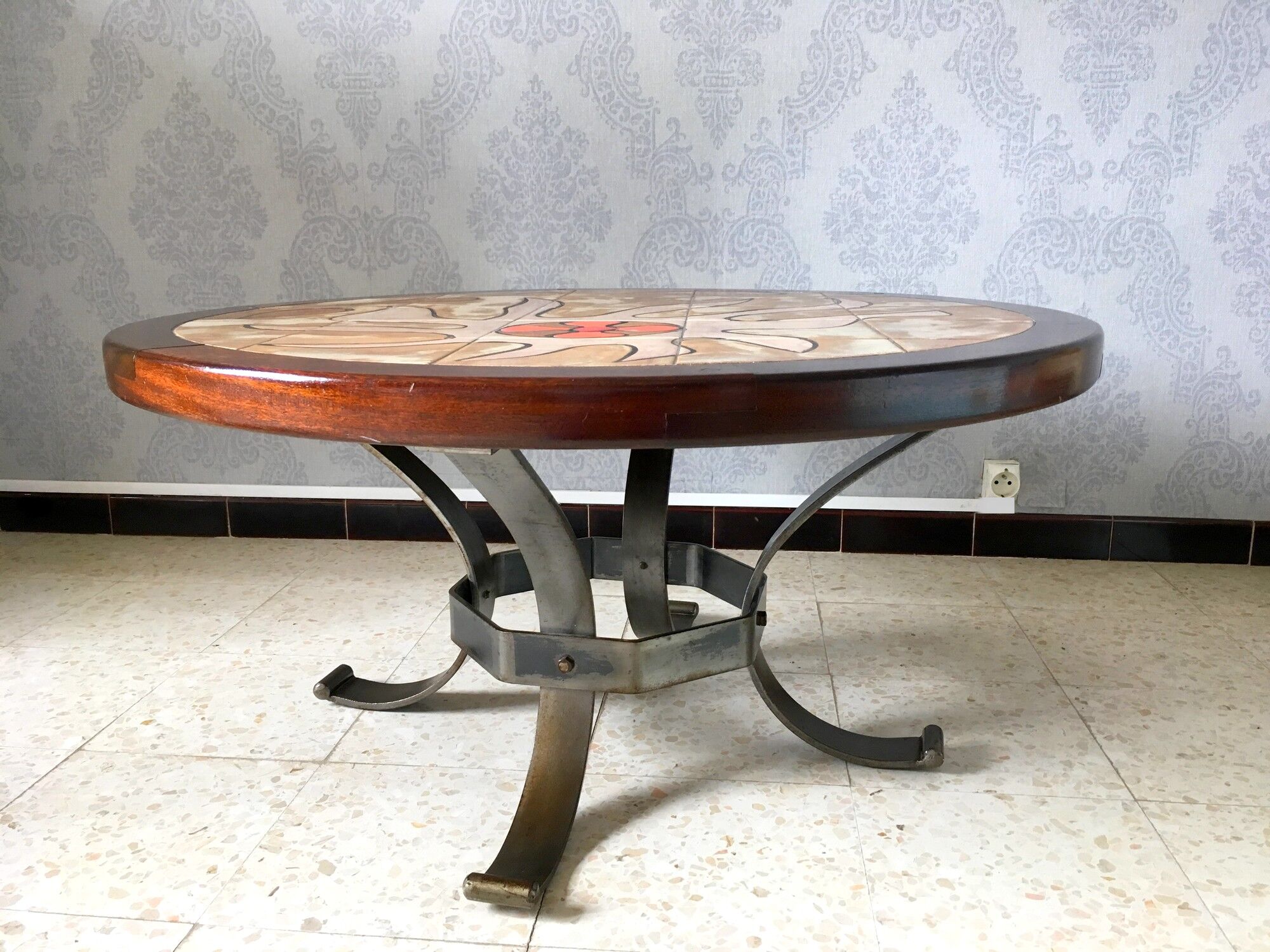Table basse en céramique Vallauris vintage années 60