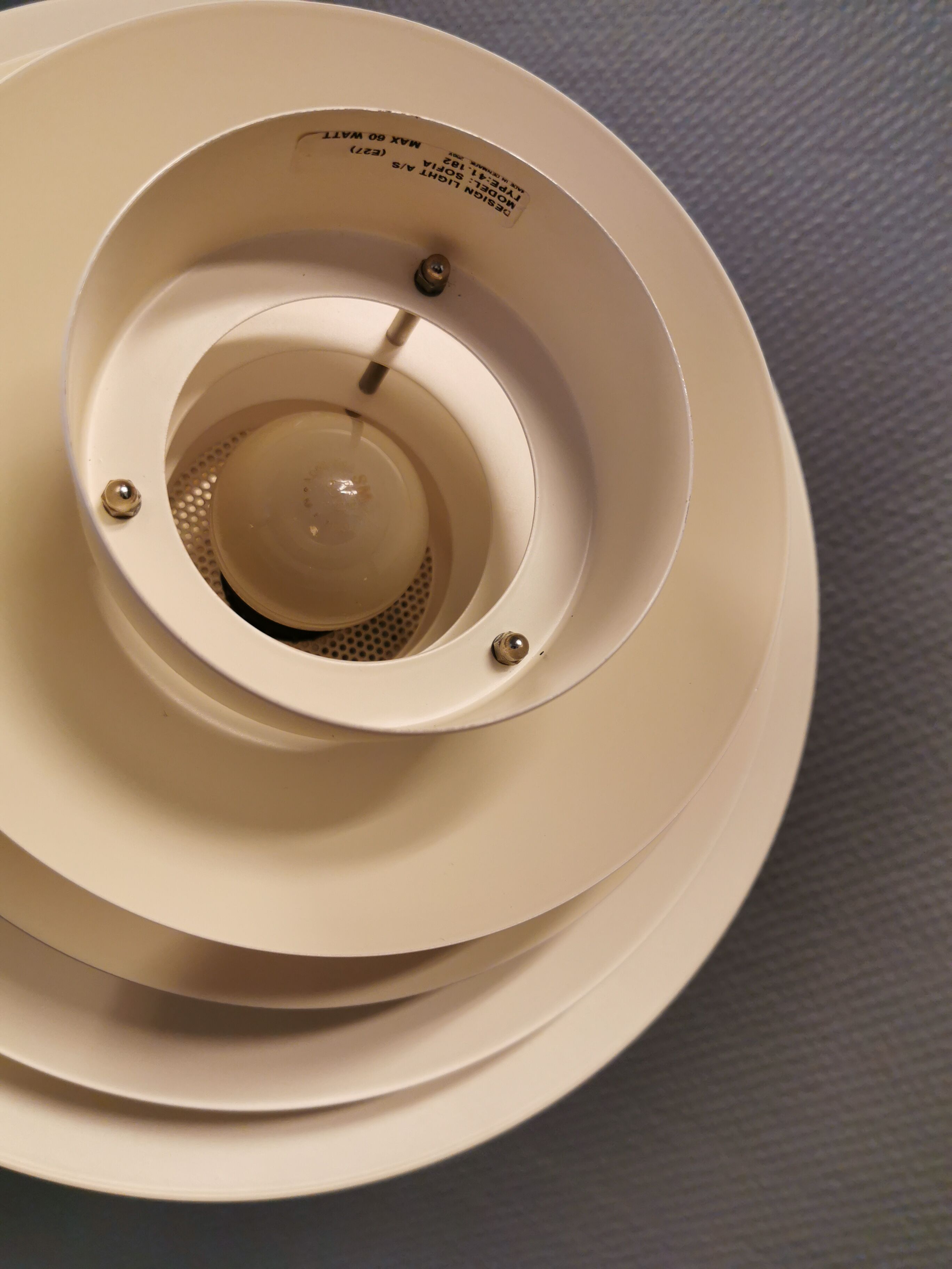 Danish hanging lamp in cracked white colour. produced by Design-Light in the 1980s, model Sofia.