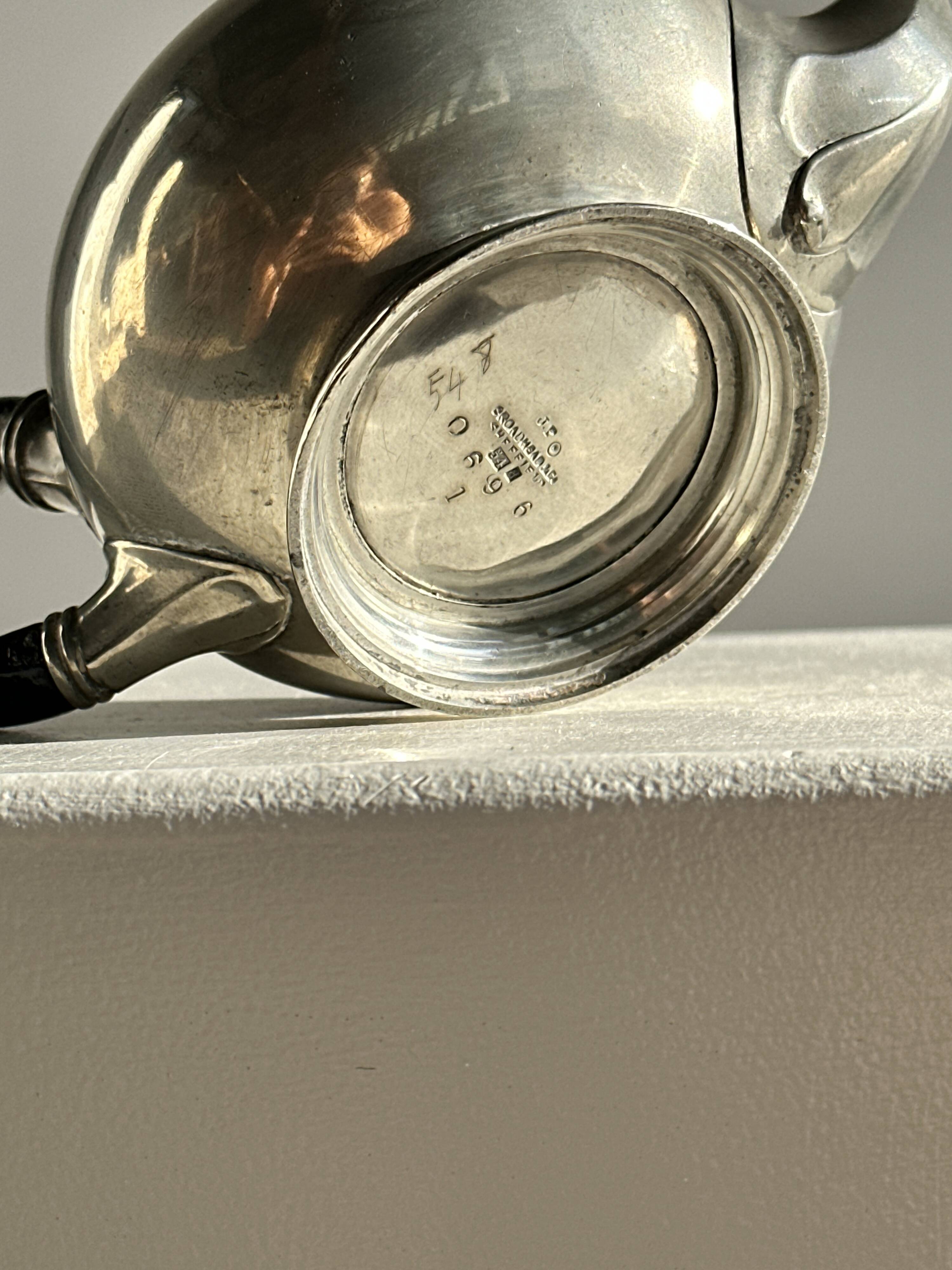 Small teapot, pewter coffee pot flattened oval shape