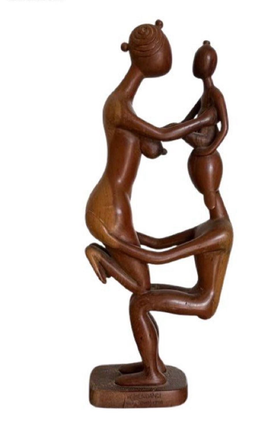 Original sculpture W. Mebdandi - The Family - solid mahogany wood, Tc