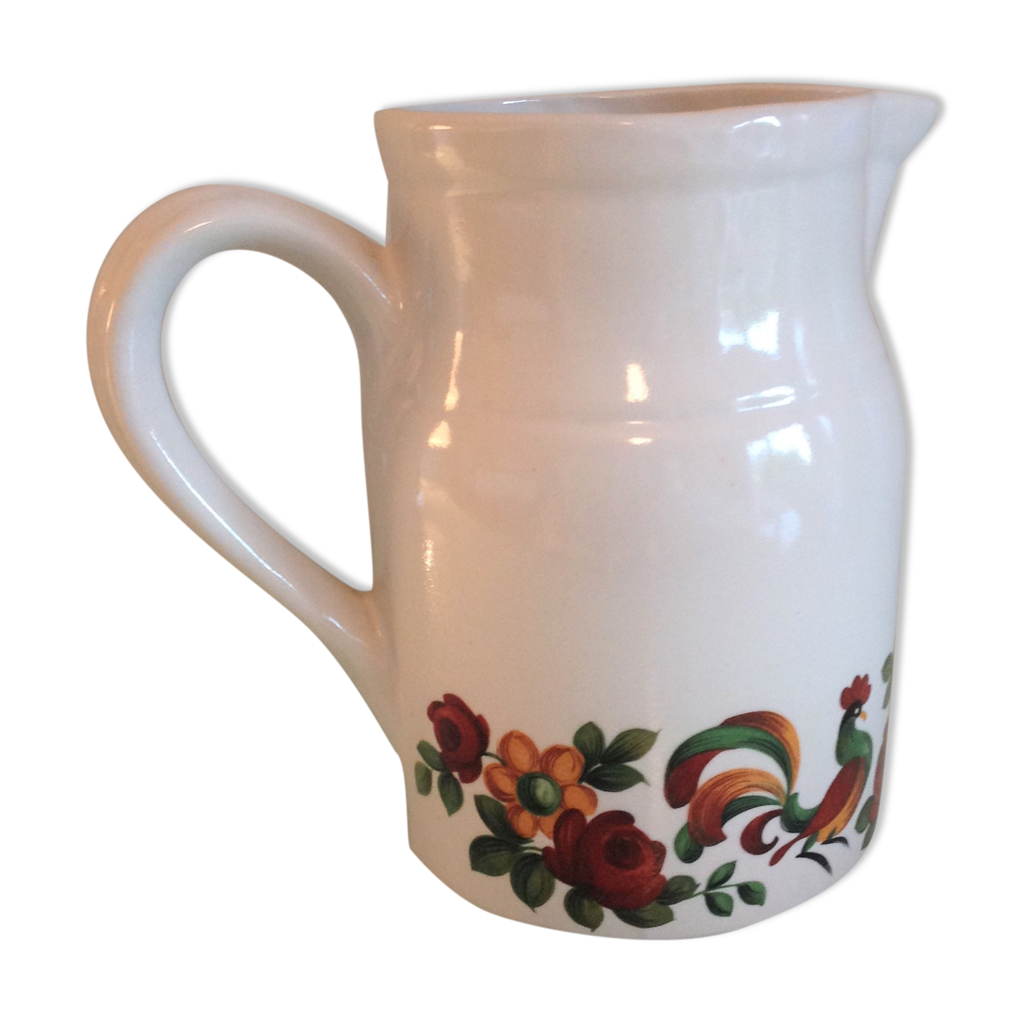 Pitcher in white ceramic by Grespots Digoin / vintage 70s
