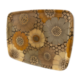 Vintage tray 60s / 70 resin fabric floral pattern, alpac diffusion, france