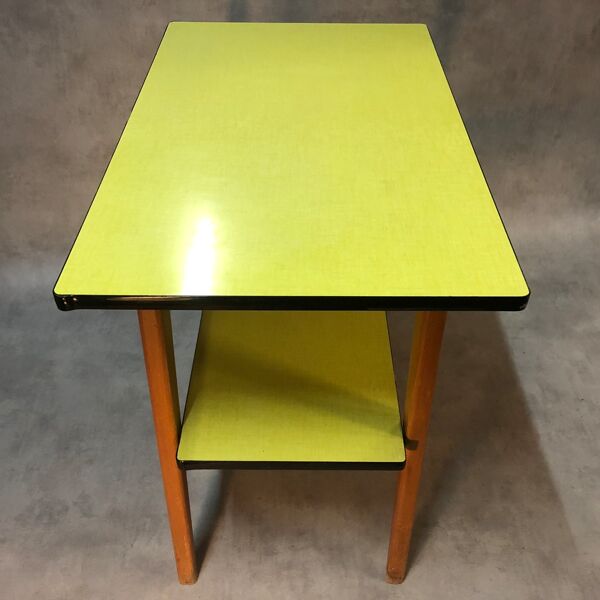 Table en Formica jaune 2 plateaux, 50’s