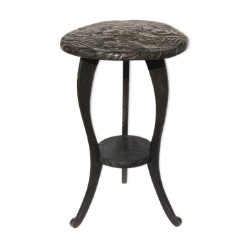 Liberty London 1905 Japanese hand carved floral side table or plant stand