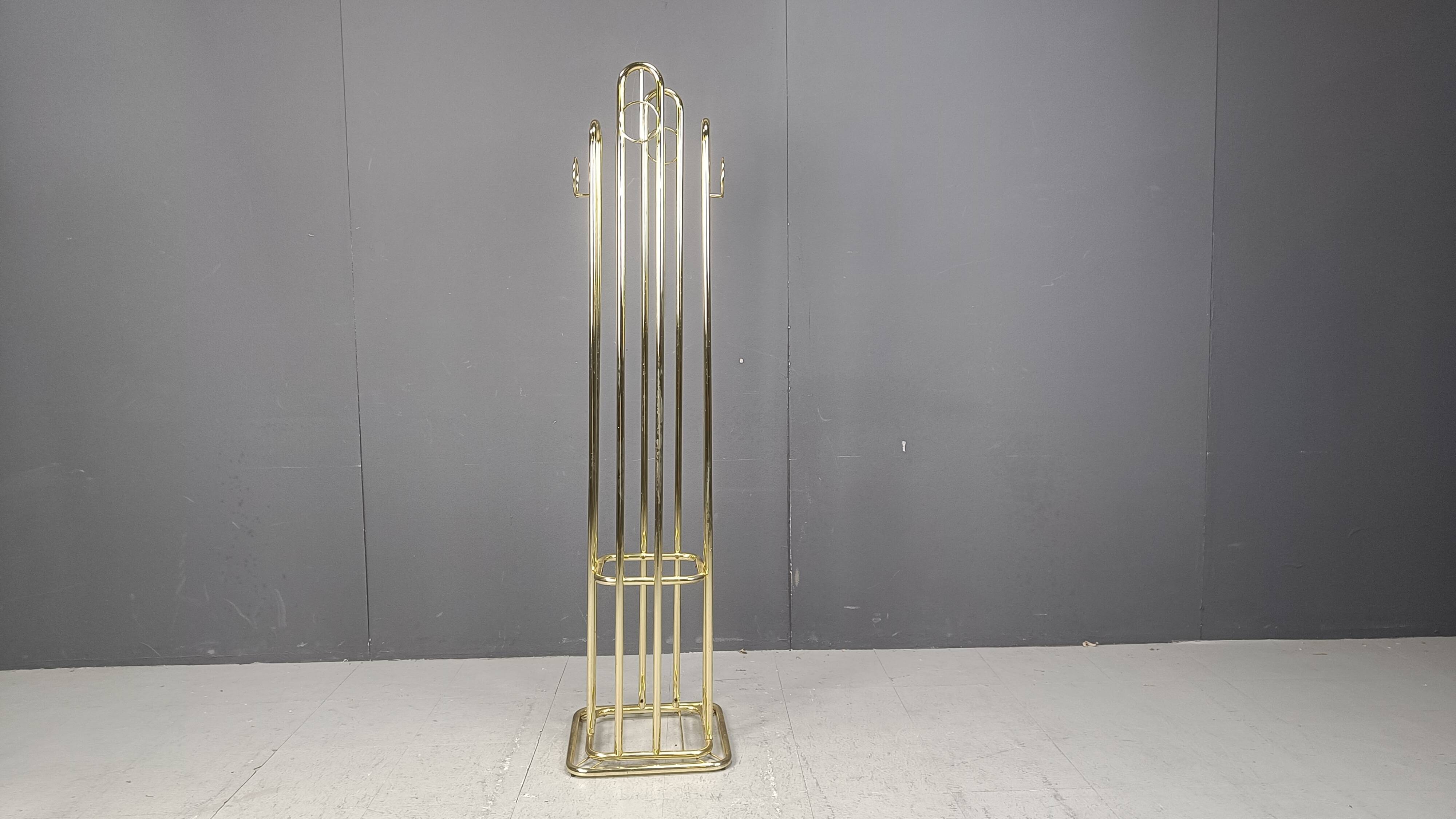 Vintage modernist brass coat stand 1970s
