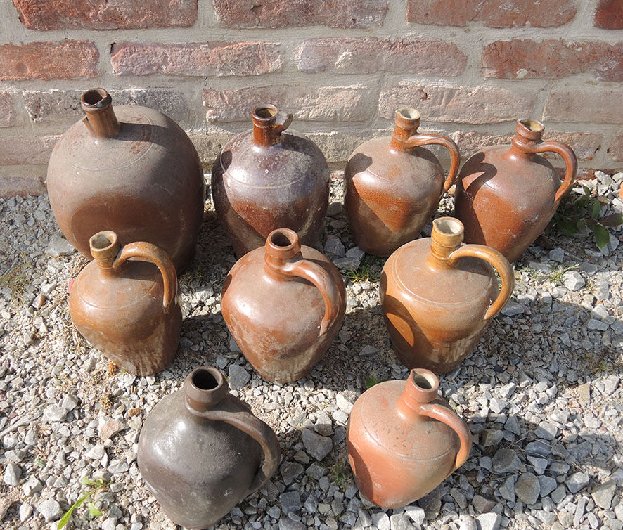 Set of 9 Old Sandstone Amphora Jars