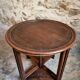 Vintage oak nesting tables set, round coffee table from the 1960s with two integrated side tables.