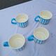 Set of 4 large ceramic mugs with a bird pattern - retro style