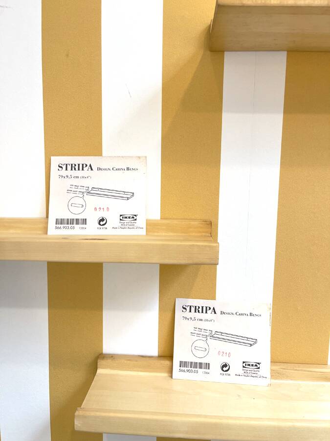 Stripa wall shelf in solid pine, vintage ikea design