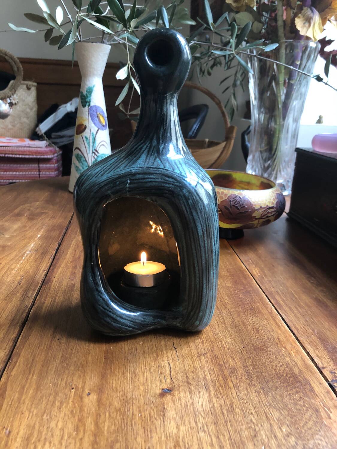 Vintage storm candle holders signed