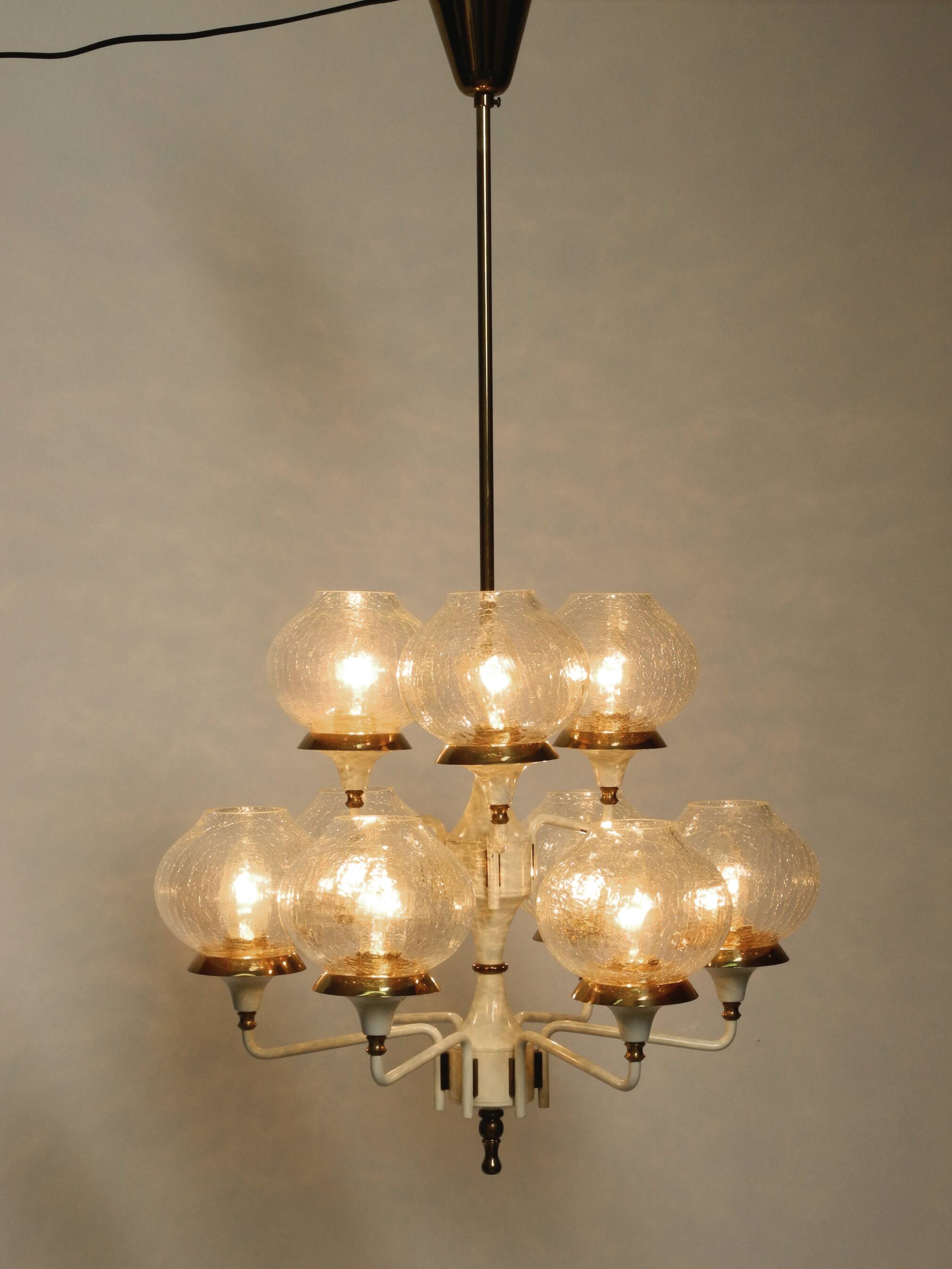 Beautiful 1960s brass glass Tulipan ceiling lamp by Hans Agne Jakobsson