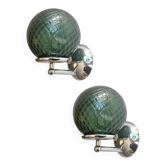 Set of Two Contemporary Green "Ballotton" Murano Glass Wall Sconces