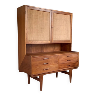 Scandinavian sideboard in teak and vintage rattan canework