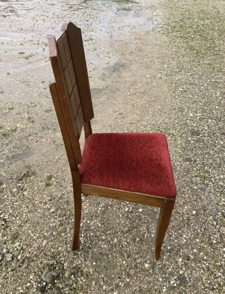 6 art deco chairs with red velvet seats