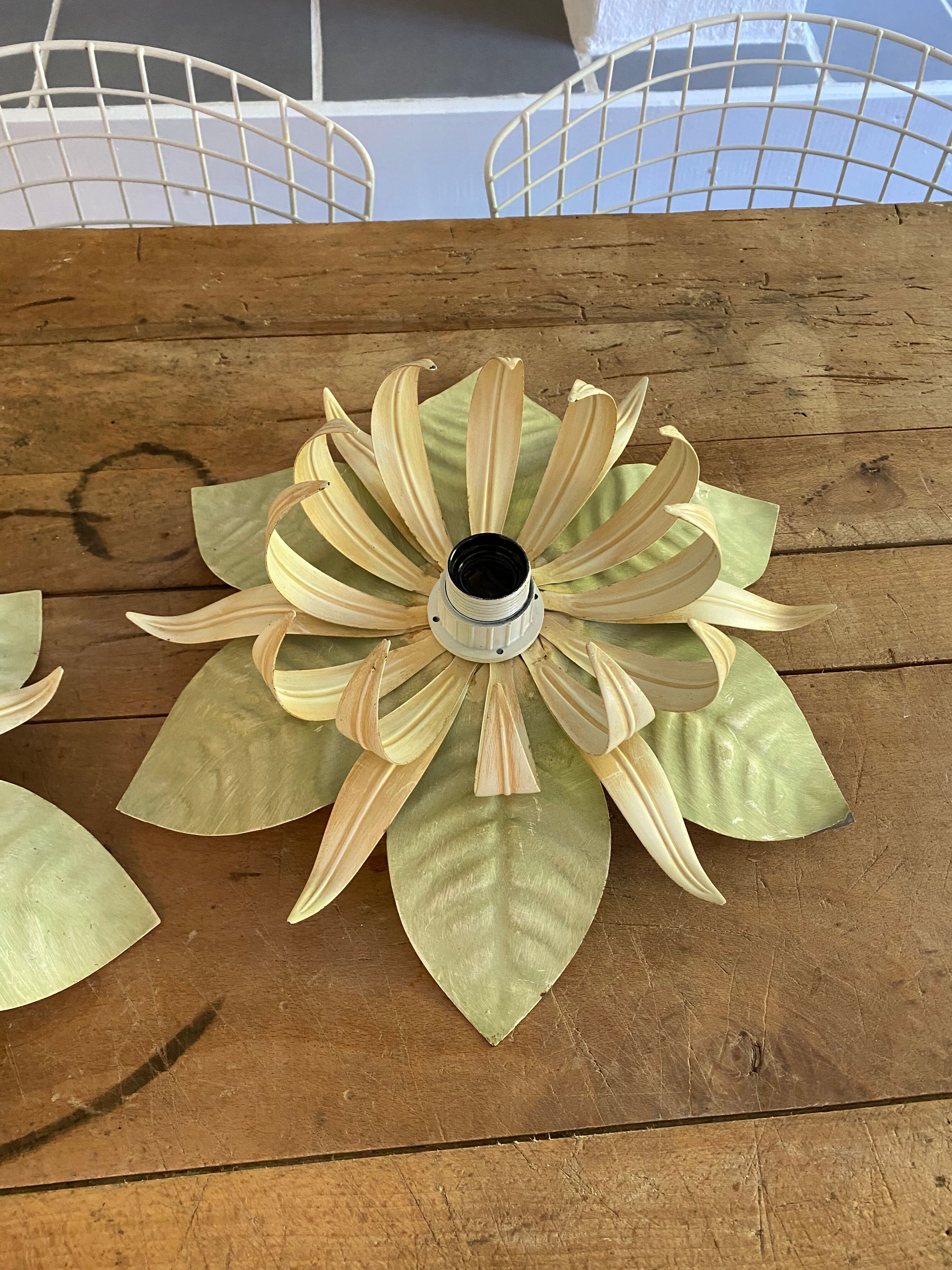 Pair of Italian vintage metal flower sconces