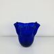 Vintage cobalt blue glass handkerchief vase