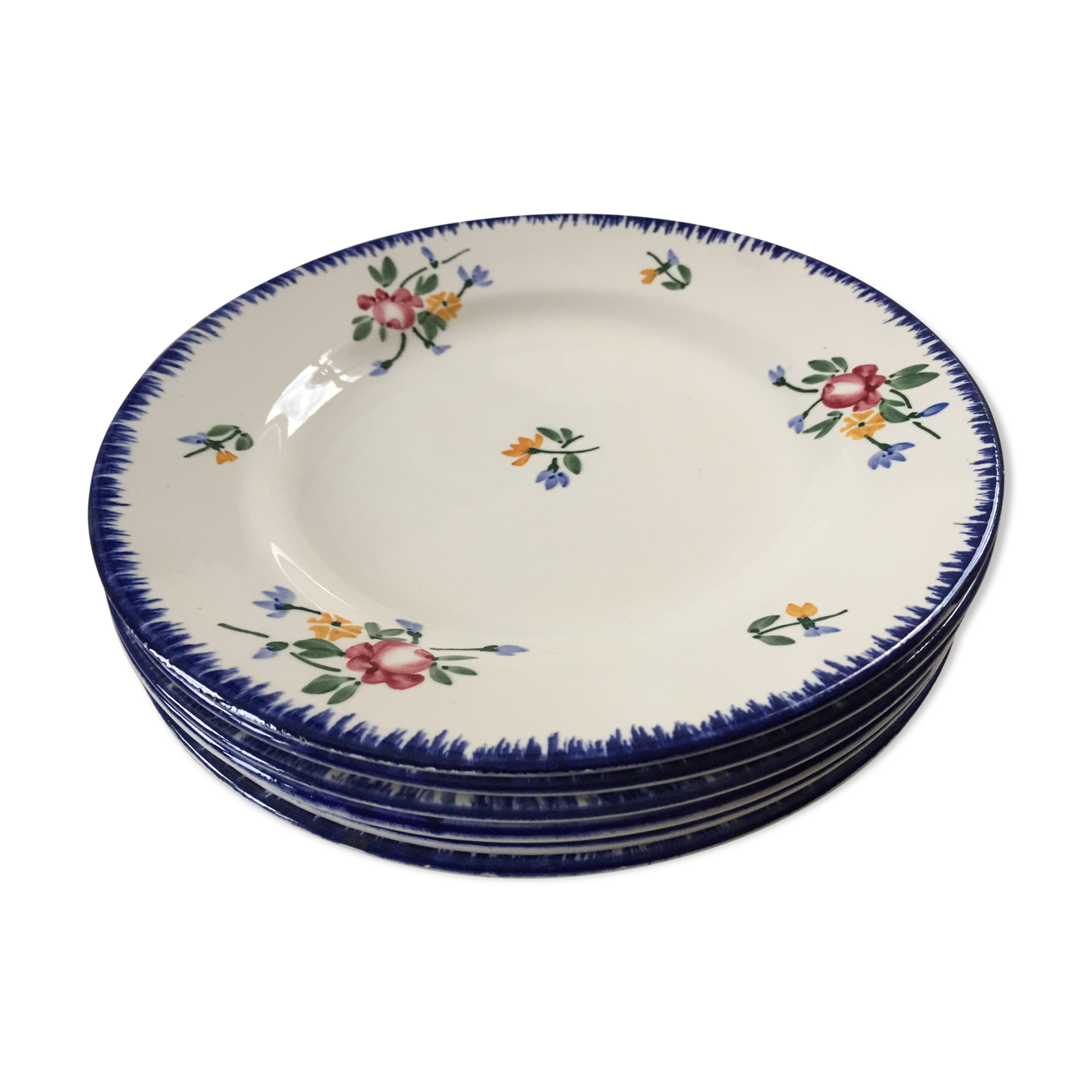 6 old flat plates Digoin Sarreguemines model Didier