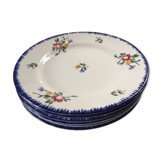 6 old flat plates Digoin Sarreguemines model Didier