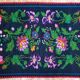 Handwoven summerish floral rug, black background with colorful delicate flowers 152x238cm
