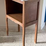 Vintage white and wood bedside table