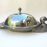 Serving dish foie gras silver metal