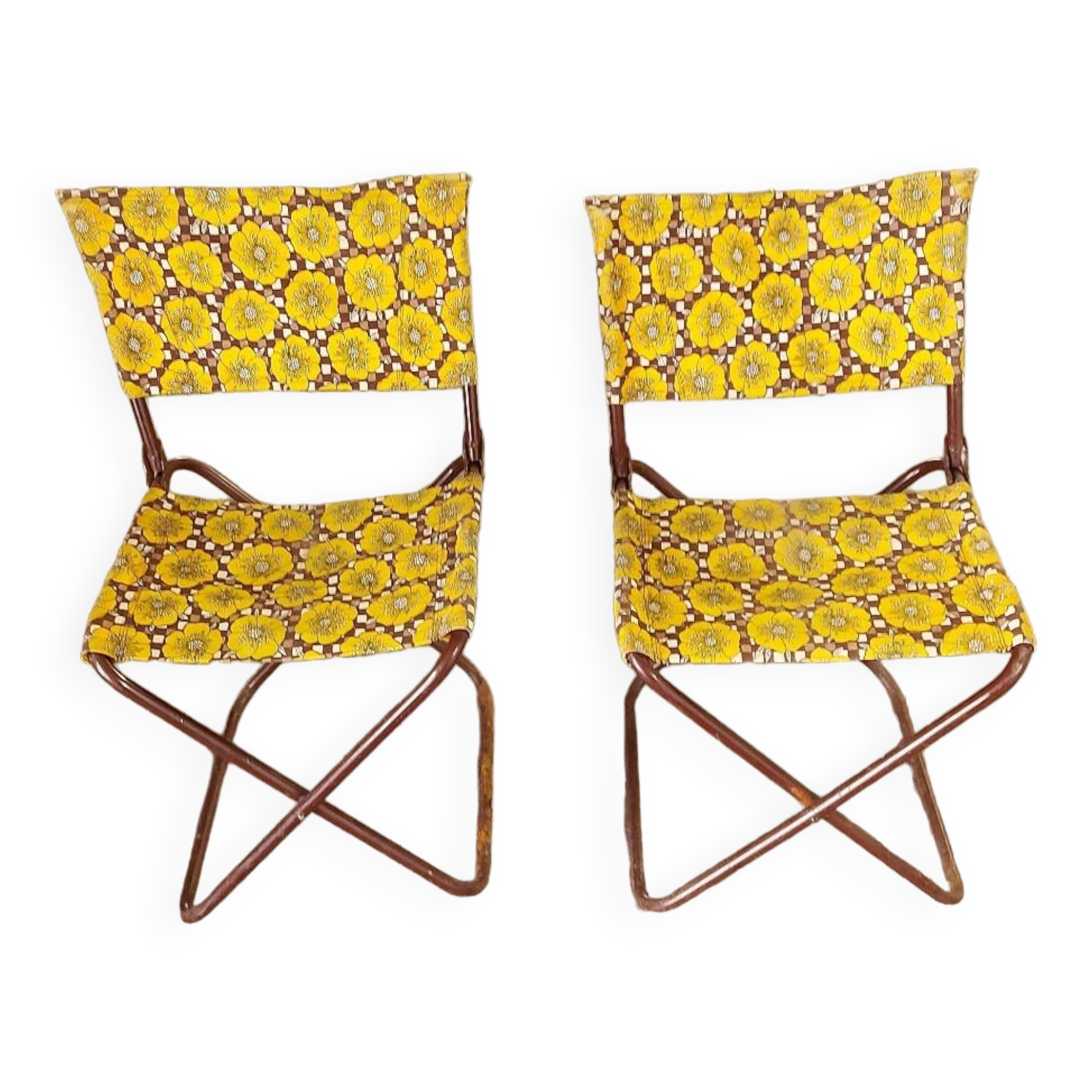 2 vintage folding camping chairs