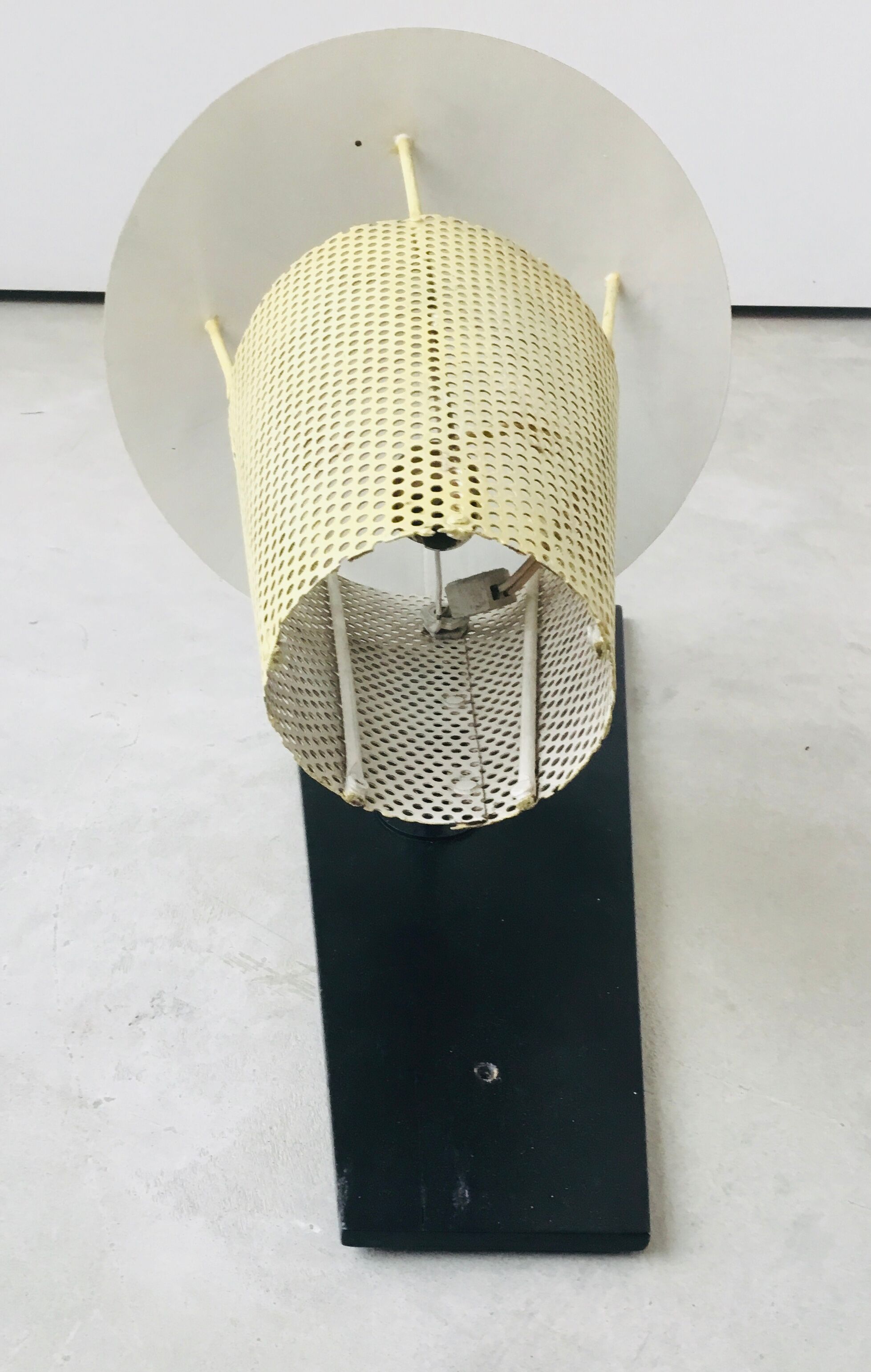 Wall lamp in rigitulle or perforated sheet with conical reflector - 1950