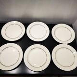 Set of 6 old flat plates with silver edging