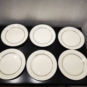 Lot de 6 assiettes plates anciennes liseret argenté