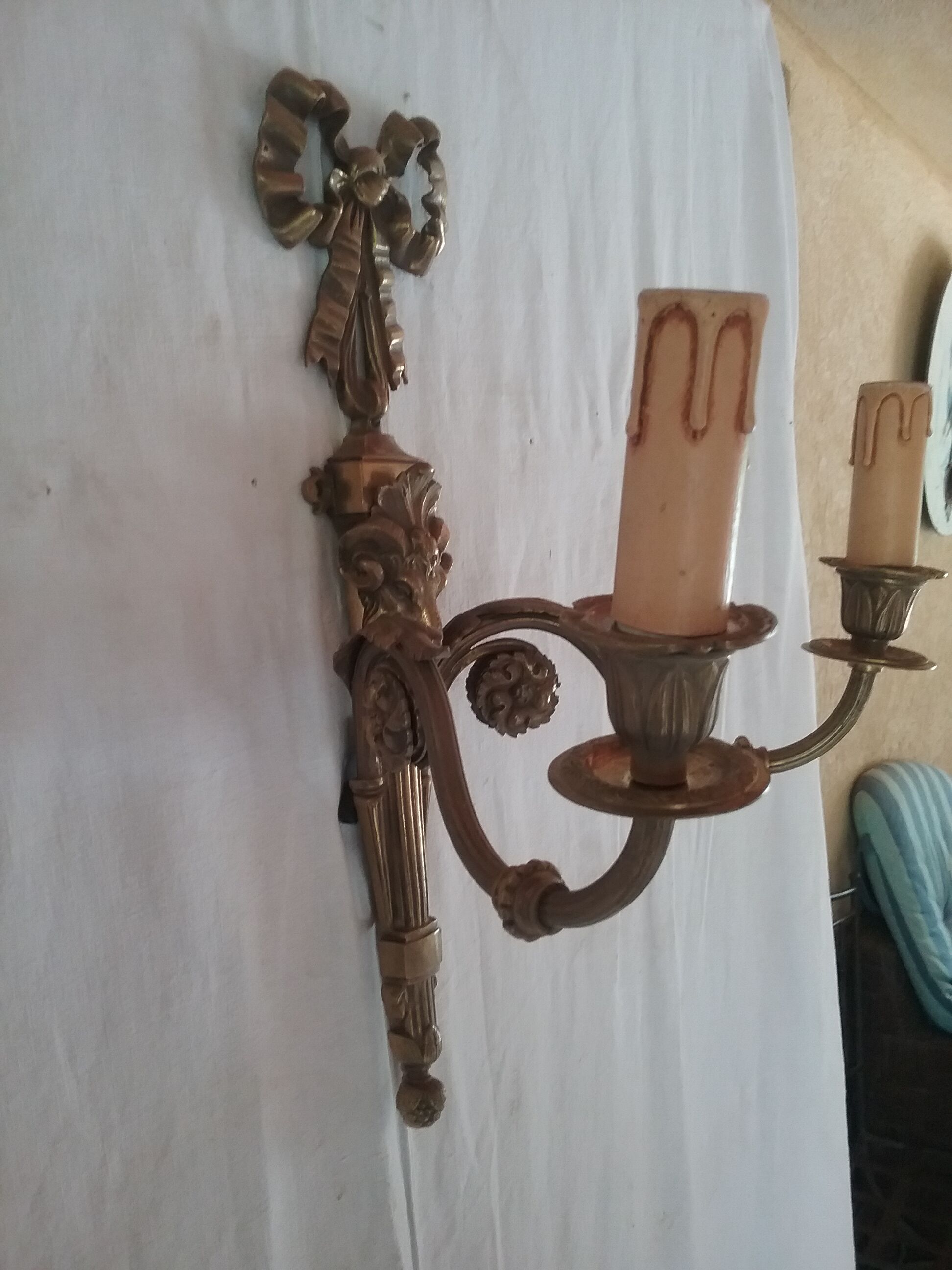 Double bronze wall light